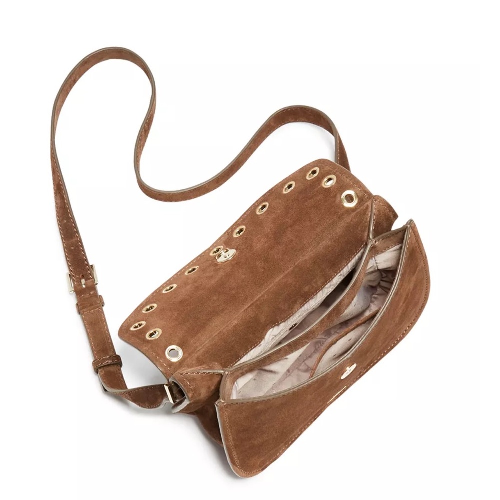 Kate Spade Boulder Lane Suede Maggy Saddle Eyelet Brown Crossbody Bag NWOT - Picture 4 of 11